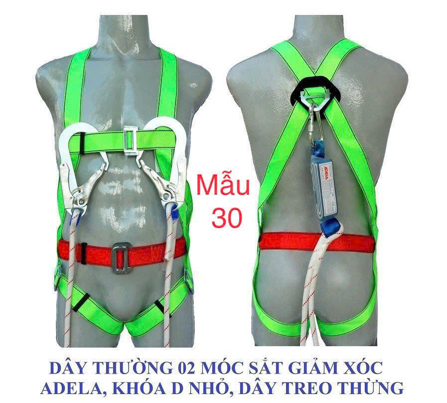 DÂY ĐAI AN TOÀN 2 MÓC CÓ GIẢM SÓC 