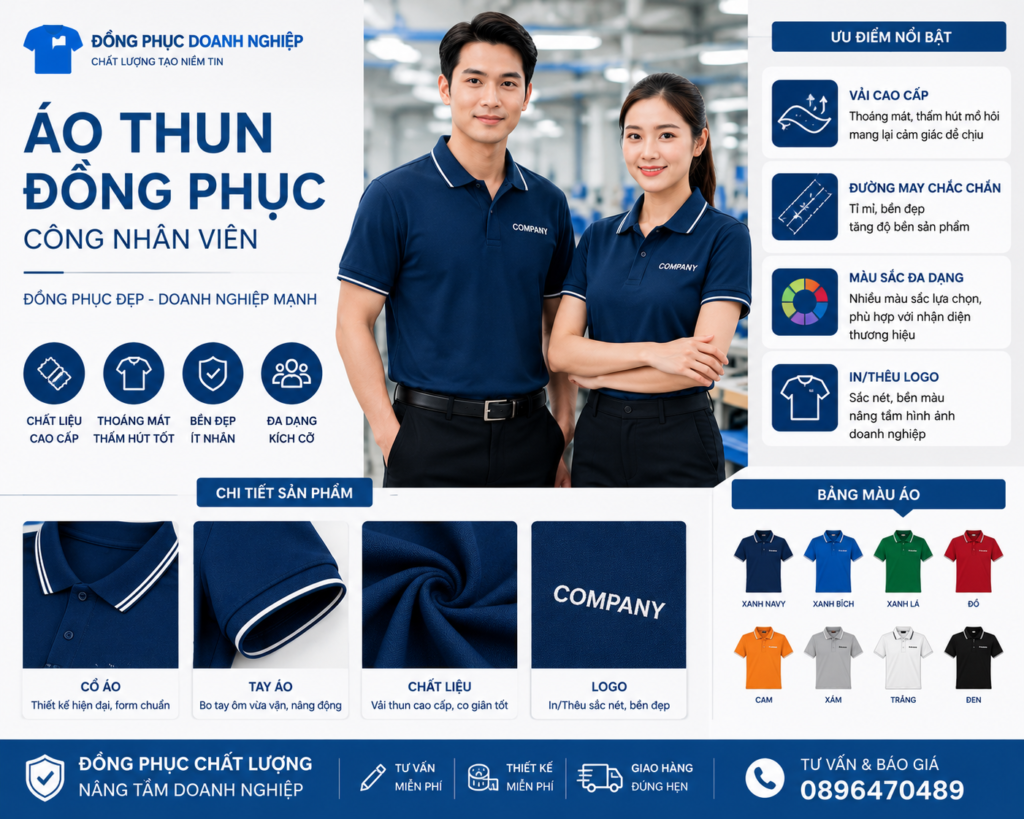 Áo thun đồng phục công nhân viên Quốc Phương